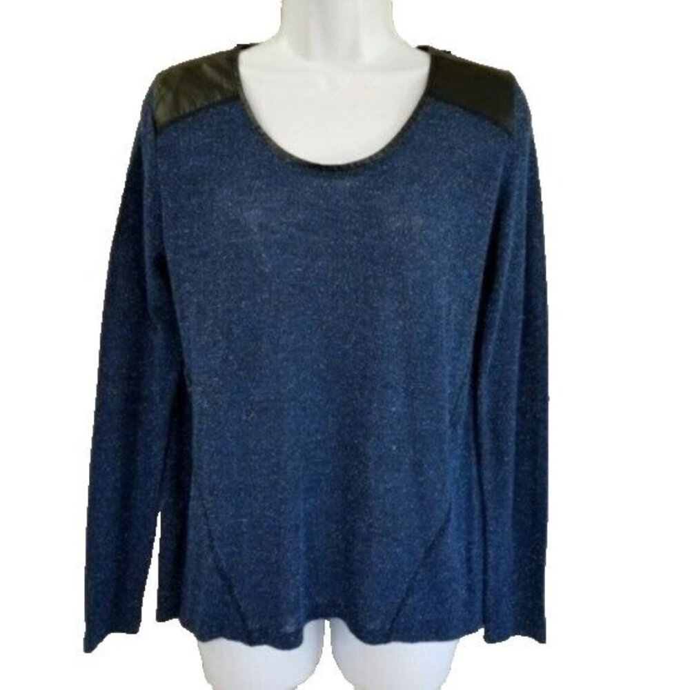 DKNY Jeans Womens Long Sleeve Faux Leather Detail Shirt Size M